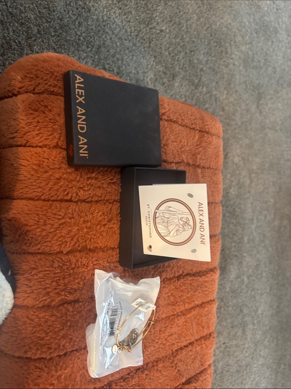 Alex and Ani Gold Tone St. Christopher Charm Bracelet - Rust Brown Accent Great